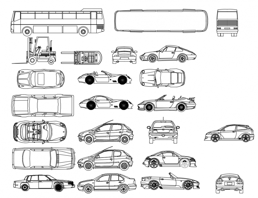 Cad drawings details of luxury front cars elevation Cadbull